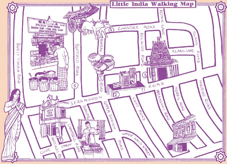 Little India Walking Map, Picture Taken From National Heritage Tour (Little India) Activity Book, Curriculum Planning Division, Ministry of Education
http://www.moe.edu.sg